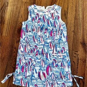 Girls Lilly Pulitzer Sailboat Print Shift Dress in Blue, Pink and White RRR